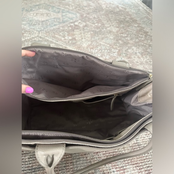 Tory Burch Ella Canvas Leather Tote in French Gray - Picture 8 of 12